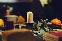 Elegant outdoor tablescape in the evening.